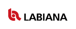 Logo de Labiana - Fondo gris con leyenda LABIANA en blanco y filigrana